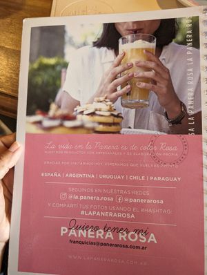 Menu back cover at La Panera Rosa in Asuncion