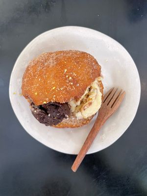 Dessert: Berlinesa filled with ice cream at Los Loosers in Mexico City