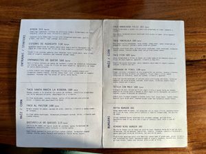 Menú  at Los Loosers in Mexico City