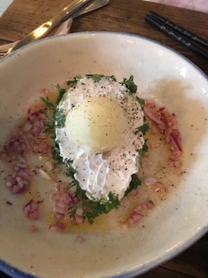 Avocado with fresh citrus sauce and potato scoop at Los Loosers in Mexico City