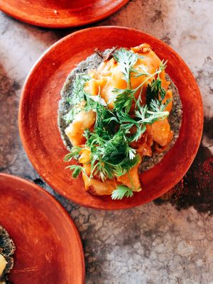 BLUE CORN TACO WITH COCONUT MEAT!! at Los Loosers in Mexico City