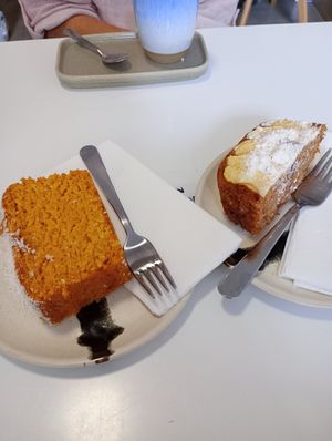 2 types of cake 😋 at Nau Coffee - Terreiro Erva in Coimbra