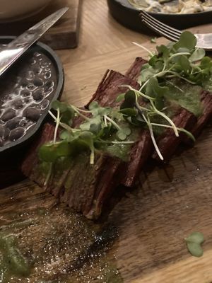 Steak - tasted great - just a bit cold  at Sentir in New York City