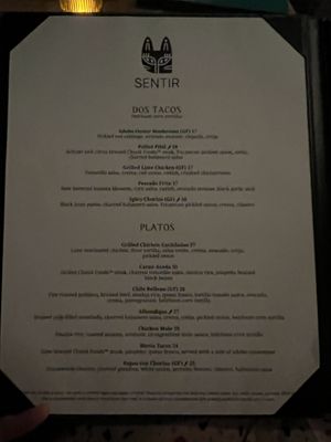 Menu 2  at Sentir in New York City