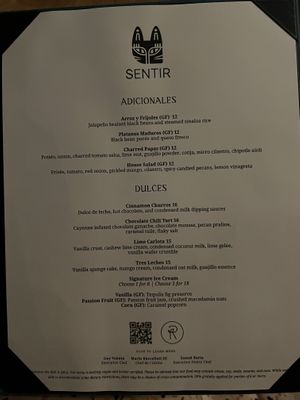 Menu 3  at Sentir in New York City