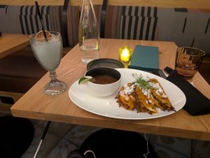 Carne Asada tacos and a cocktail  at Sentir in New York City