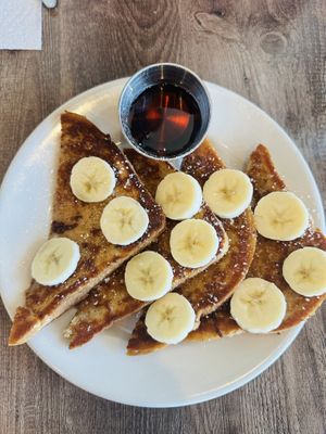 French toast with option of banana or mixed berries   at Elise Cuisine in San Antonio