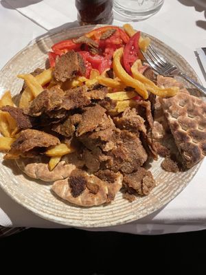 Meatless gyros without onion   at Mithos Restaurant in Crete