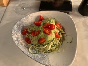 Raw Zoodles with avocado cream  at Samsara in Cluj-napoca