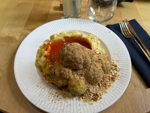 Broccoli steak (vegan) at Samsara in Cluj-napoca