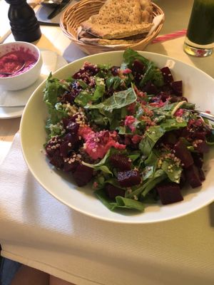 Quinoa and beetroot salad with horseradish sauce. Huge portion too! at Samsara in Cluj-napoca