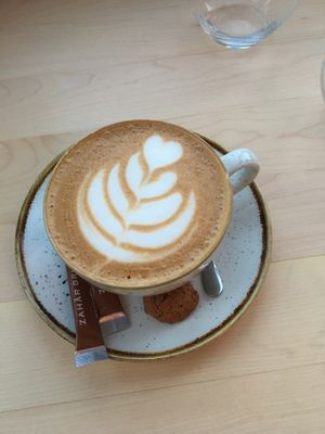 Cappuccino with almond milk at Samsara in Cluj-napoca