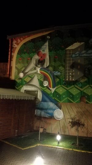 Outside mural at Samsara in Cluj-napoca