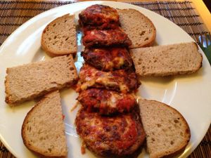 Samsara eggplant parmesan (bread came without any spread) at Samsara in Cluj-napoca