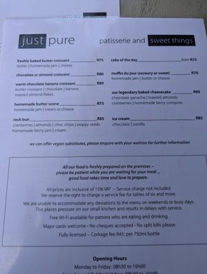 Specifically offer vegan substitutes at Just Pure Bistro in Hermanus