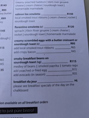  at Just Pure Bistro in Hermanus