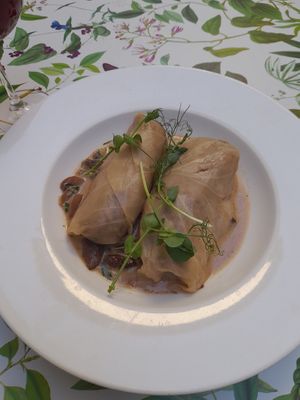 Stuffed cabbage at Piwnica pod Kominkiem in Krakow
