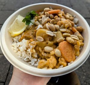 Thai coconut curry and rice at Choppaluna - Wembley in North West London