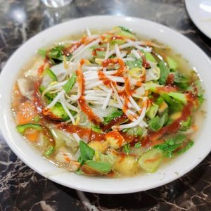 Spicy lemongrass vermicelli soup wothe vegetables, mushrooms tofu and vegetable broth. at Viet Bistro 2  in Philadelphia