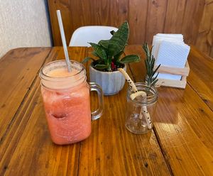 Strawberry smoothie   at Casa Ceiba  in San Luis Potosi