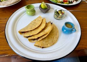 Tacos with mushrooms and pineapple salsa   at Casa Ceiba  in San Luis Potosi