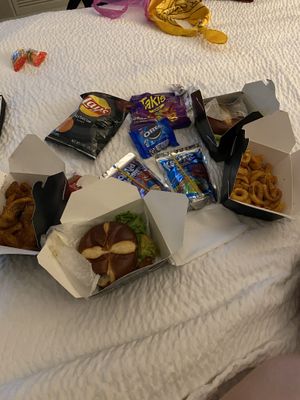 We got delivery the second time to our hotel, and the sandwiches came with Koolaid Jammers!  at Bandana Burger in Savannah