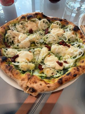 Pesto & lotus root. Interesting combination  at Weirdough - 위어도우 in Seoul