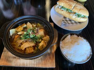 Vegan claypot and tofu bun mi  at SEN Legend in East Brisbane