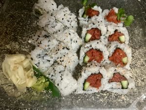 Vegan California roll and vegan spicy tuna roll  at Haru Haru in Auburn