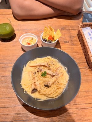 Vegan Cheese Carbonara with Smoked Mushroom   at Vegan Eat Tokyo in Tokyo