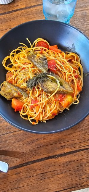 Spaghetti al arabiata at Vegan Eat Tokyo in Tokyo