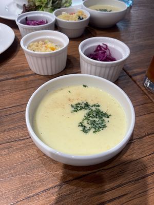 Corn soup  at Vegan Eat Tokyo in Tokyo