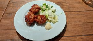 Karaage with mustard mayo at Vegan Eat Tokyo in Tokyo