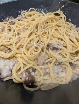 As promised: spaghetti with mushrooms and nuts. 🙂 at Vegan Eat Tokyo in Tokyo