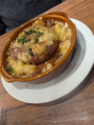 Rice gratin with hamburg steak and curry. at Vegan Eat Tokyo in Tokyo
