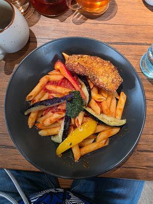 Arrabiata with vegan cutlet at Vegan Eat Tokyo in Tokyo