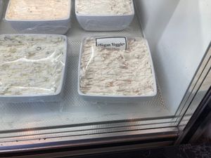 Vegan cream cheese at Grabstein's Bagels - W 22nd in New York City