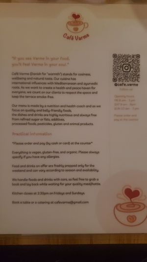 Idea of the menu at Café Varme in Berlin