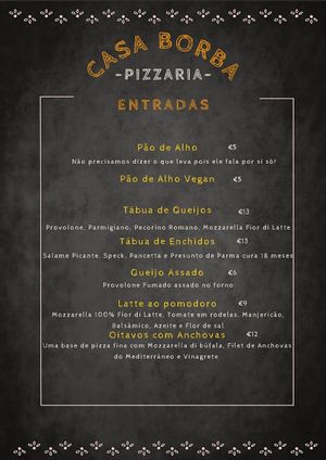 Menu at Pizaria Borba in Azeitao