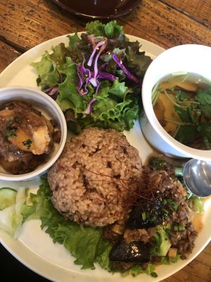 Brown rice set was great!! at Alaska Zwei in Tokyo