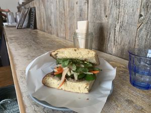 Miso mushroom focaccia  at Alaska Zwei in Tokyo