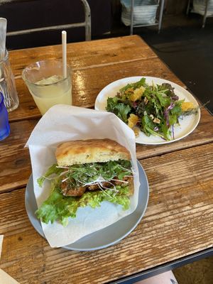 tofu sandwich and salad  at Alaska Zwei in Tokyo