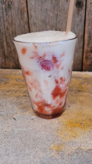 Strawberry Amazake (if you don't like sake don't get it) at Alaska Zwei in Tokyo