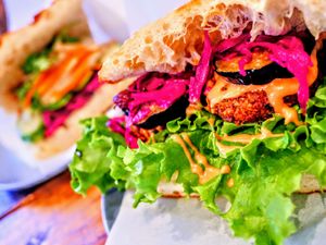 Falafel sandwich at Alaska Zwei in Tokyo