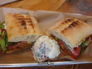 Cajun Caesar sandwich with potato salad at Maddys in Los Angeles