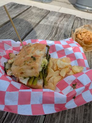 Vegan foccacia sandwich at DOUGH  in Dayton