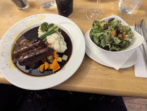 Vegan sausage & mashed potatoes at The Sun Inn in Basingstoke