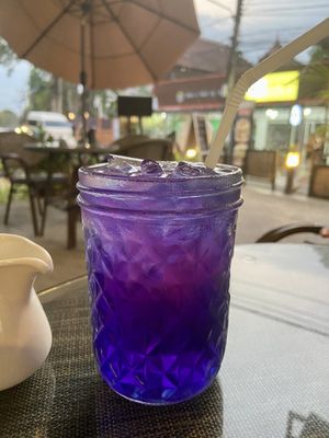 thai drink from butterfly pea flower  at Shatterbox Ao Nang in Krabi