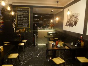 Issan thai street food tables at Issan Street Food in Brussels