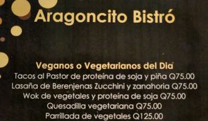 Vegan/Vegetarian options at Aragoncito Bistro al Carbón in Lanquin